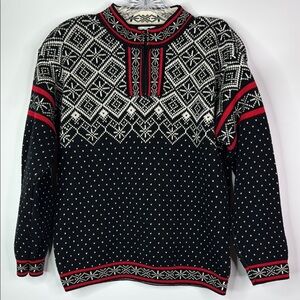 Hanna Andersson Fair Isle Black White 1/4 Zip Sweater Size 140